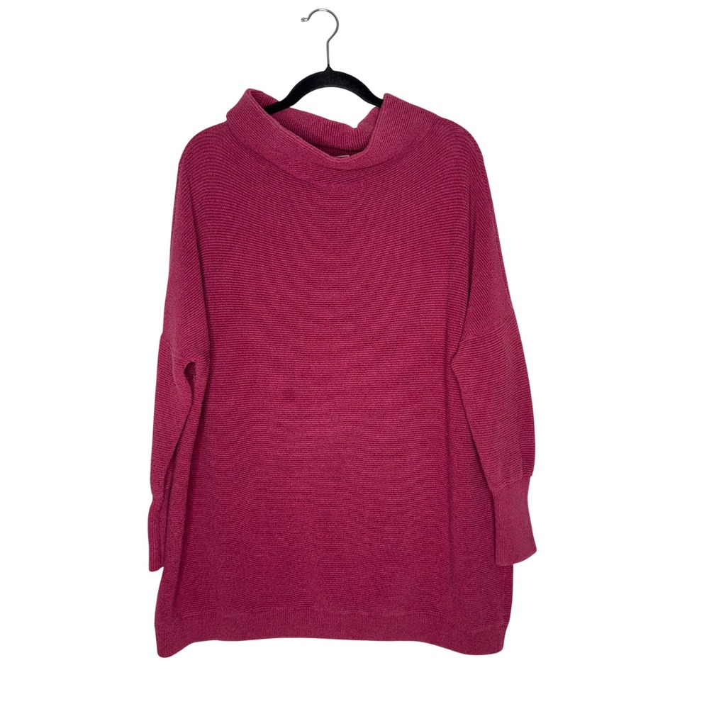 Free People Ottoman Slouchy Tunic Women Sm Berry Pink Excellent Ribbed Sweater